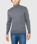 Ribbed Military Merino Wool Turtleneck Pullover