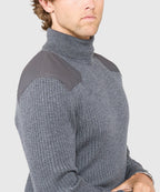 Ribbed Military Merino Wool Turtleneck Pullover