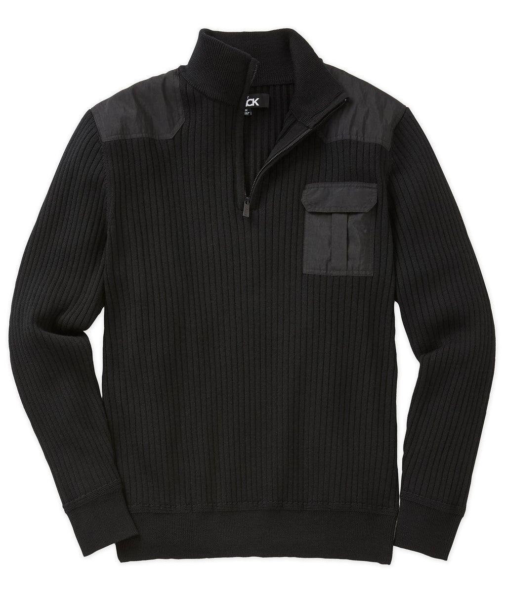 Ribbed Military Half Zip Merino Pullover