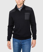 Ribbed Military Half Zip Merino Pullover