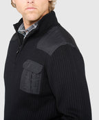 Ribbed Military Half Zip Merino Pullover