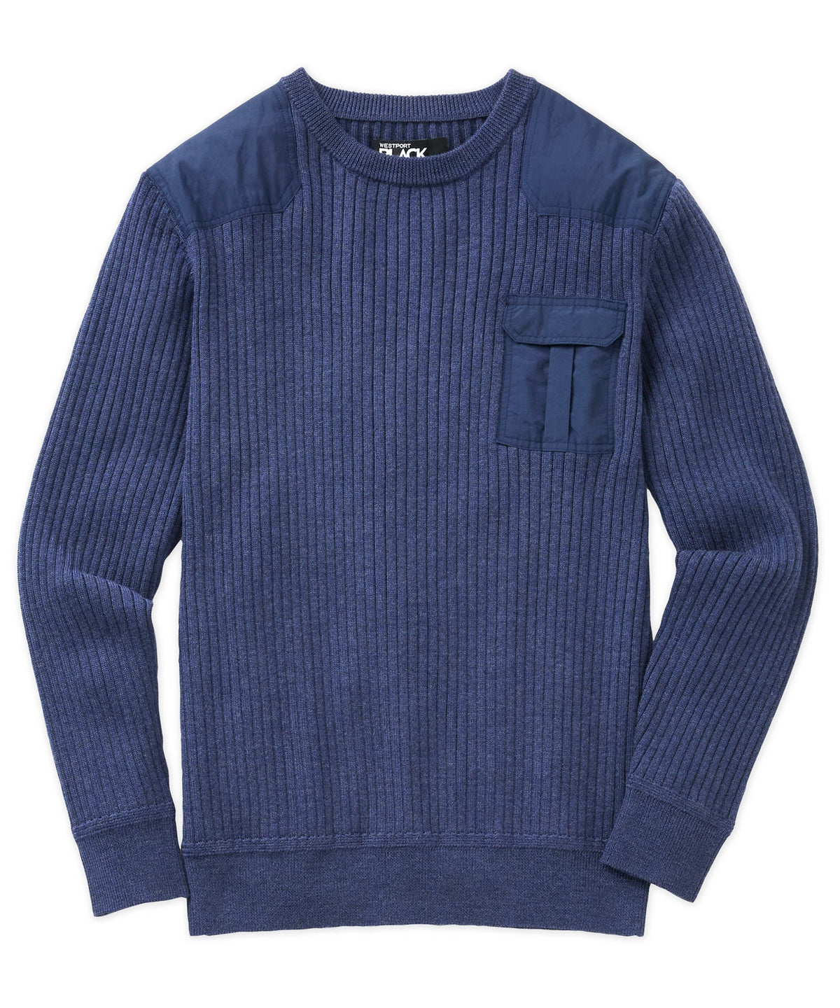 Ribbed Military Crew Neck Merino Pullover