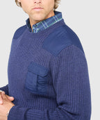 Ribbed Military Crew Neck Merino Pullover