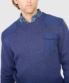 Ribbed Military Crew Neck Merino Pullover