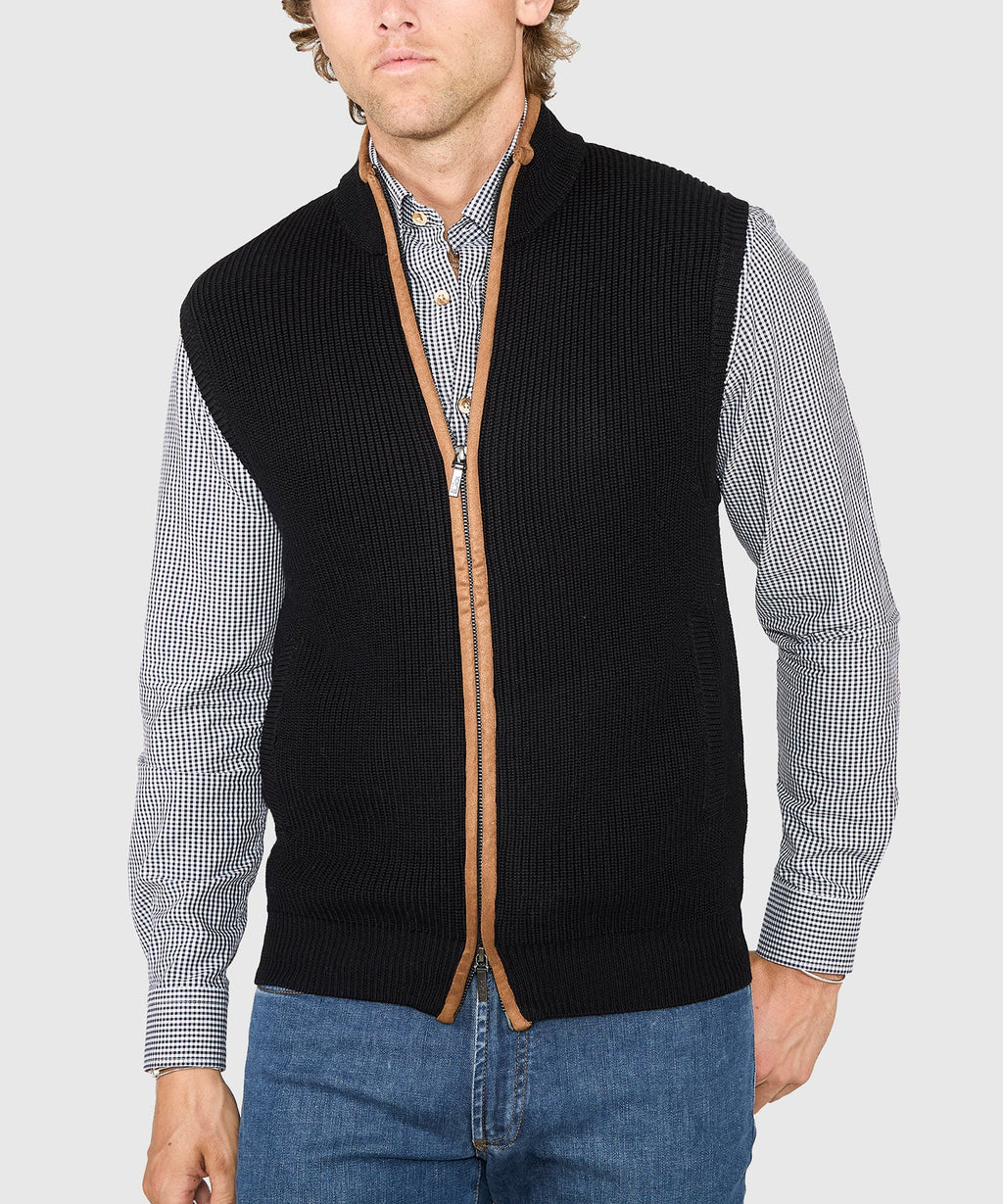 Merino Wool Full Zip Vest