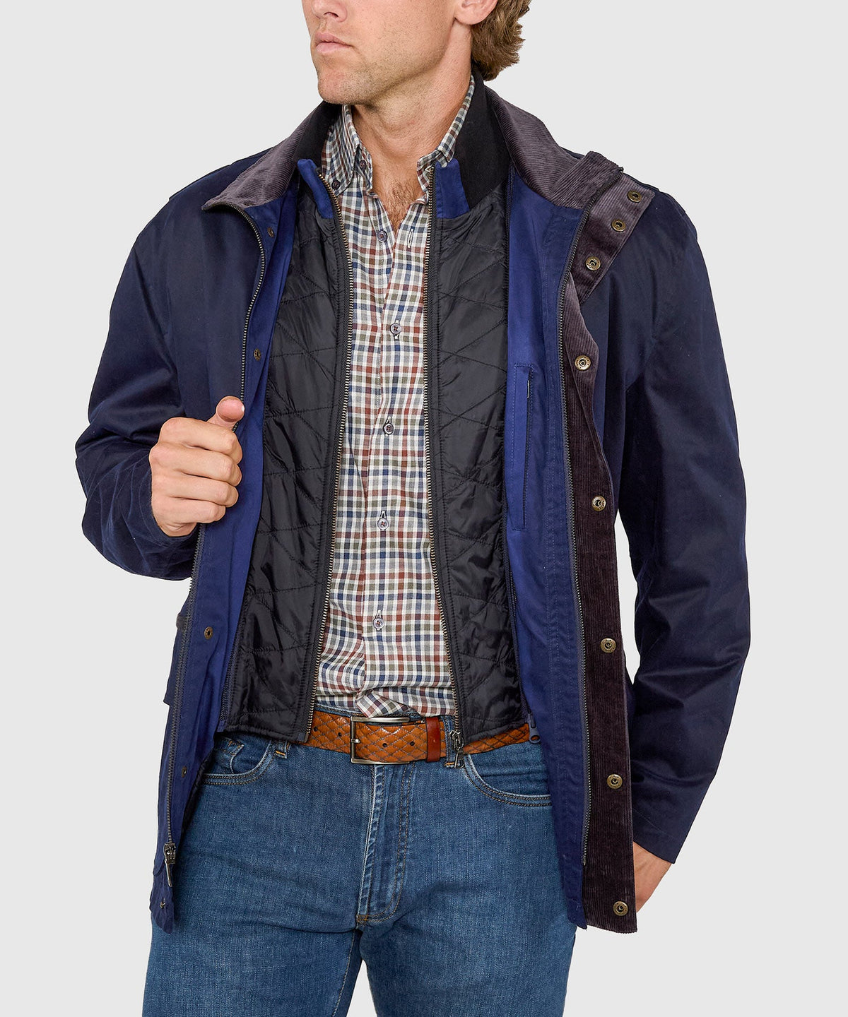 Waxed Cotton Car Coat – Navy