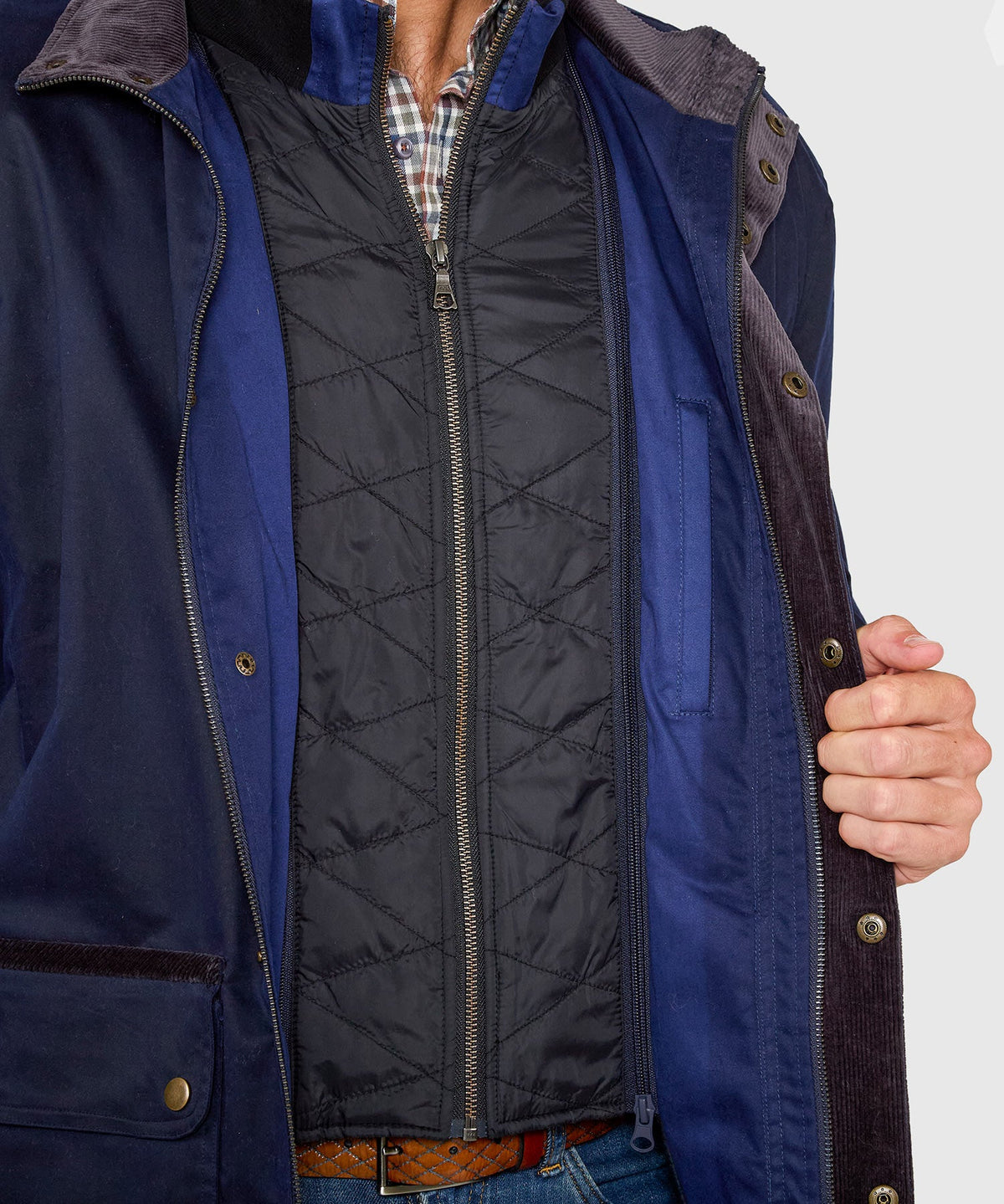 Waxed Cotton Car Coat – Navy