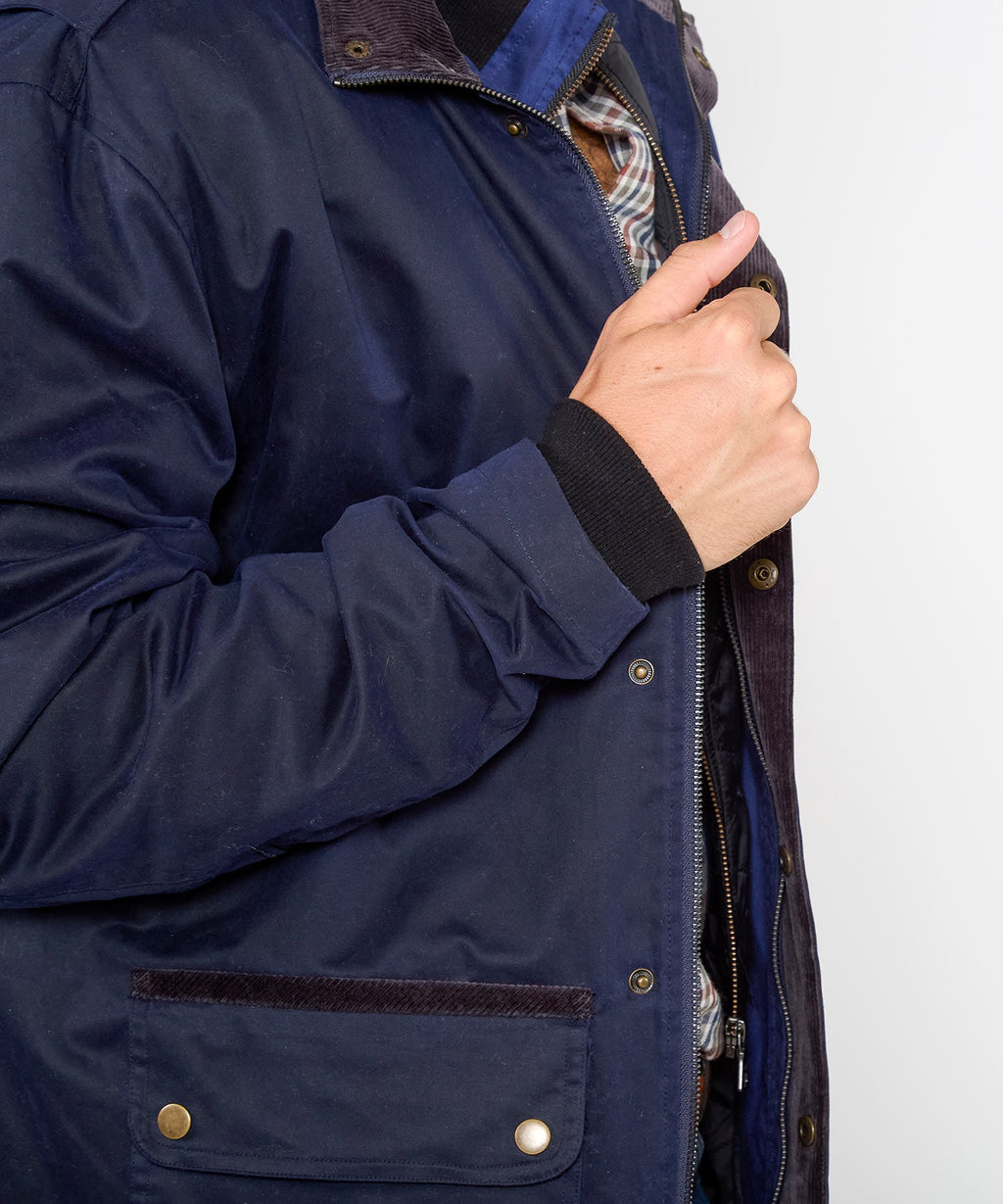 Waxed Cotton Car Coat – Navy