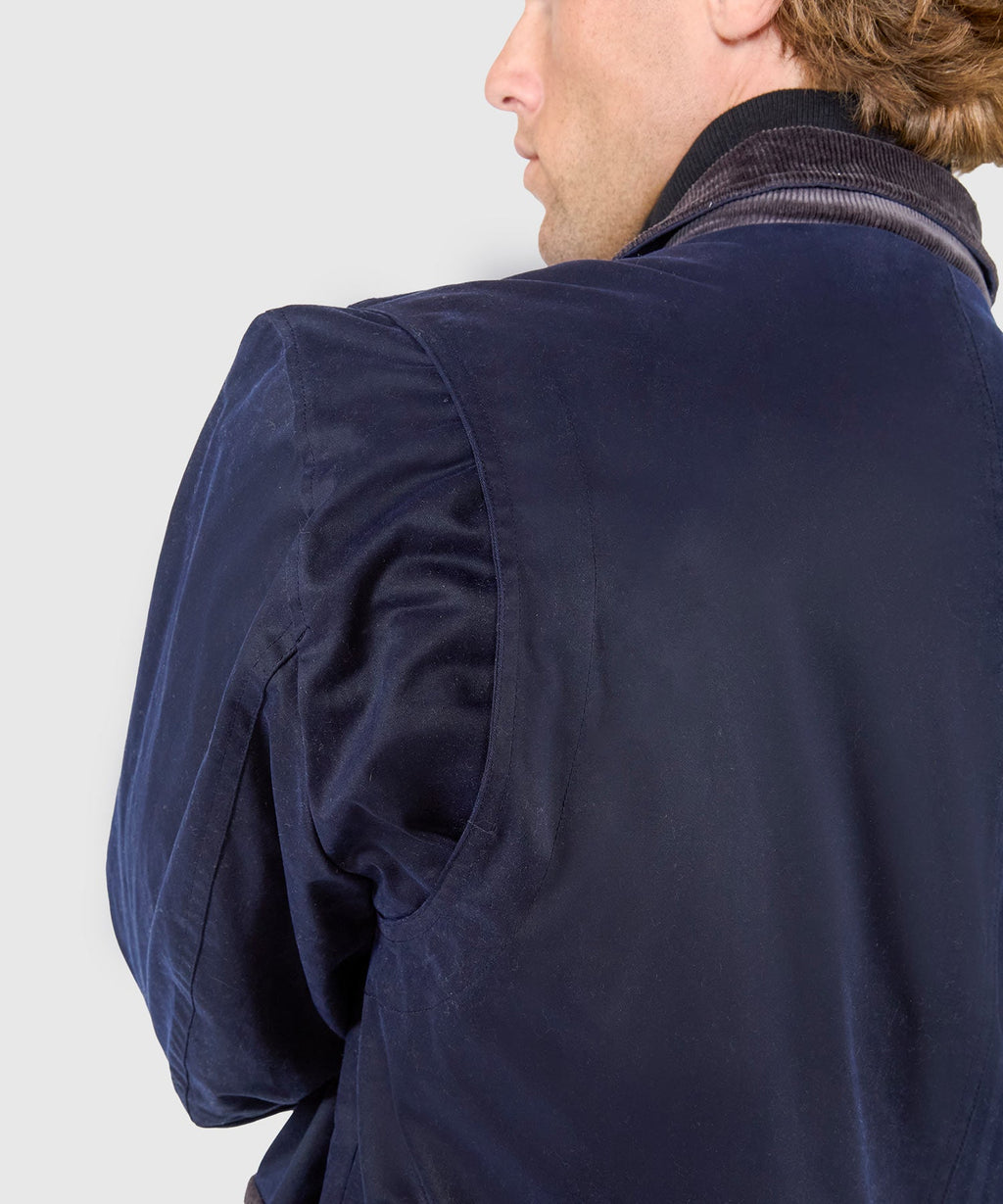 Waxed Cotton Car Coat – Navy