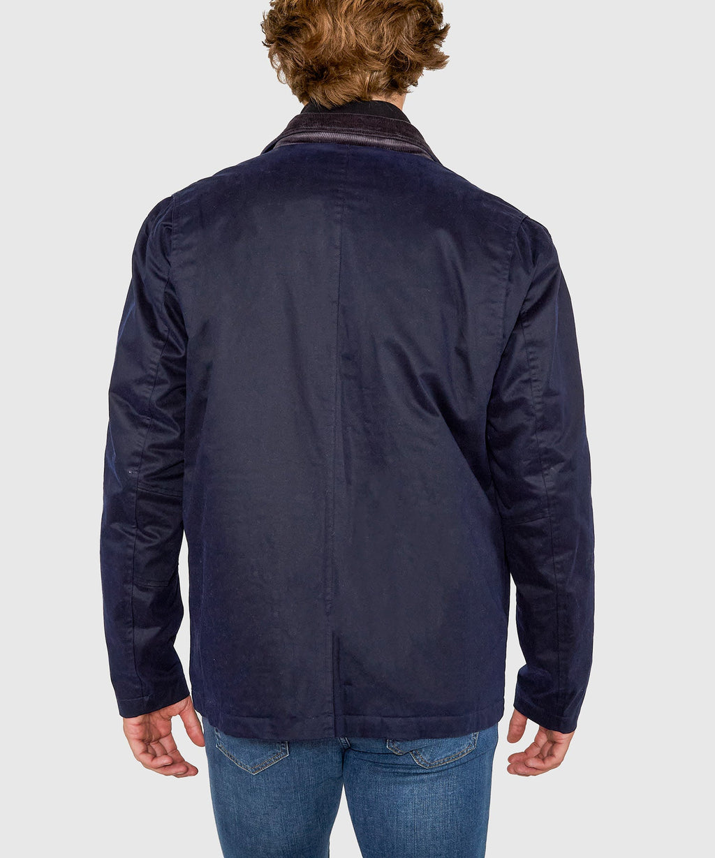 Waxed Cotton Car Coat – Navy