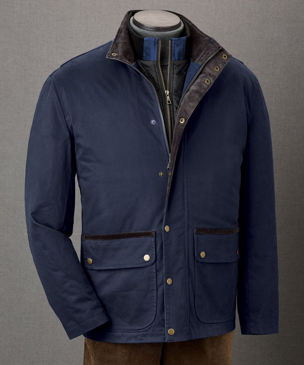 Waxed Cotton Car Coat – Navy