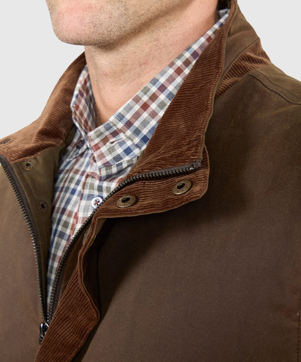 Waxed Cotton Quilted Vest – Olive