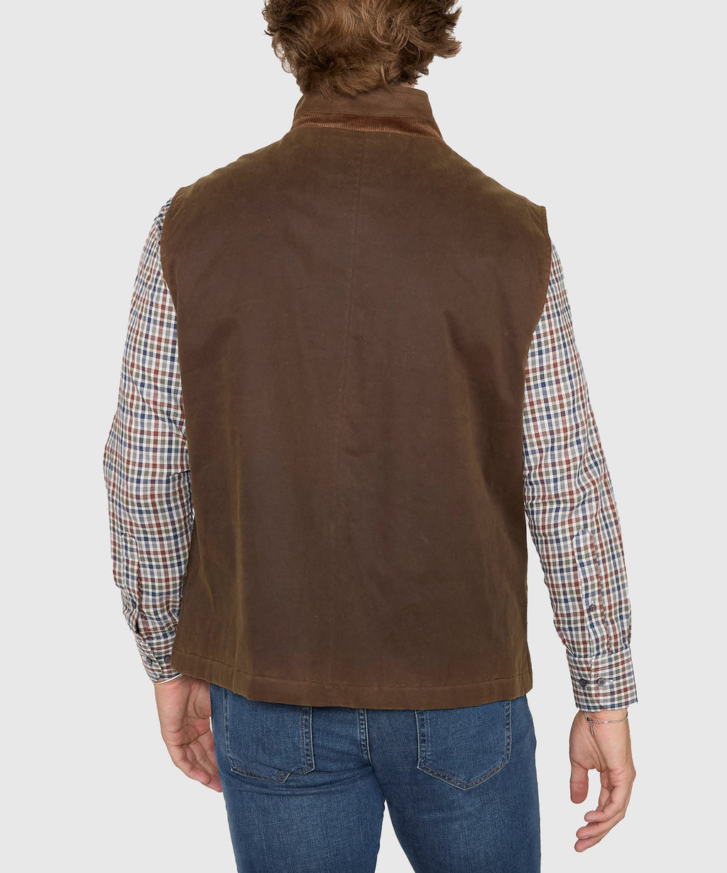 Waxed Cotton Quilted Vest – Olive