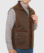 Waxed Cotton Quilted Vest – Olive
