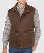 Waxed Cotton Quilted Vest – Olive
