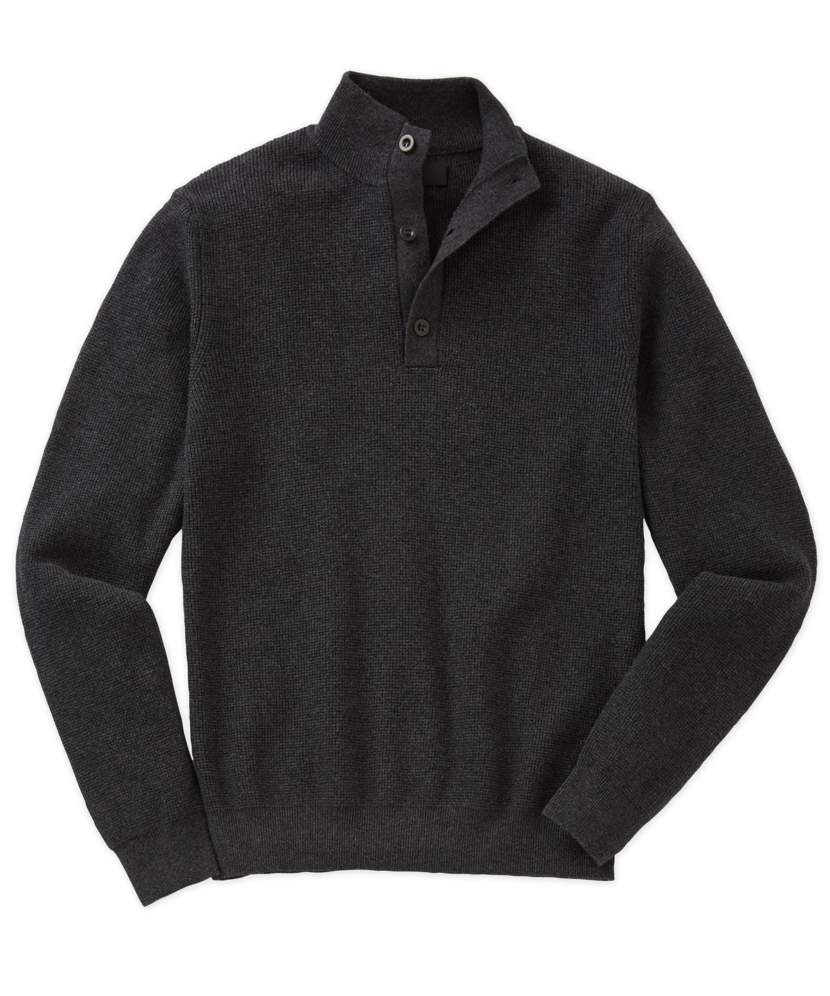 Cotton Cashmere Button Mock Sweater