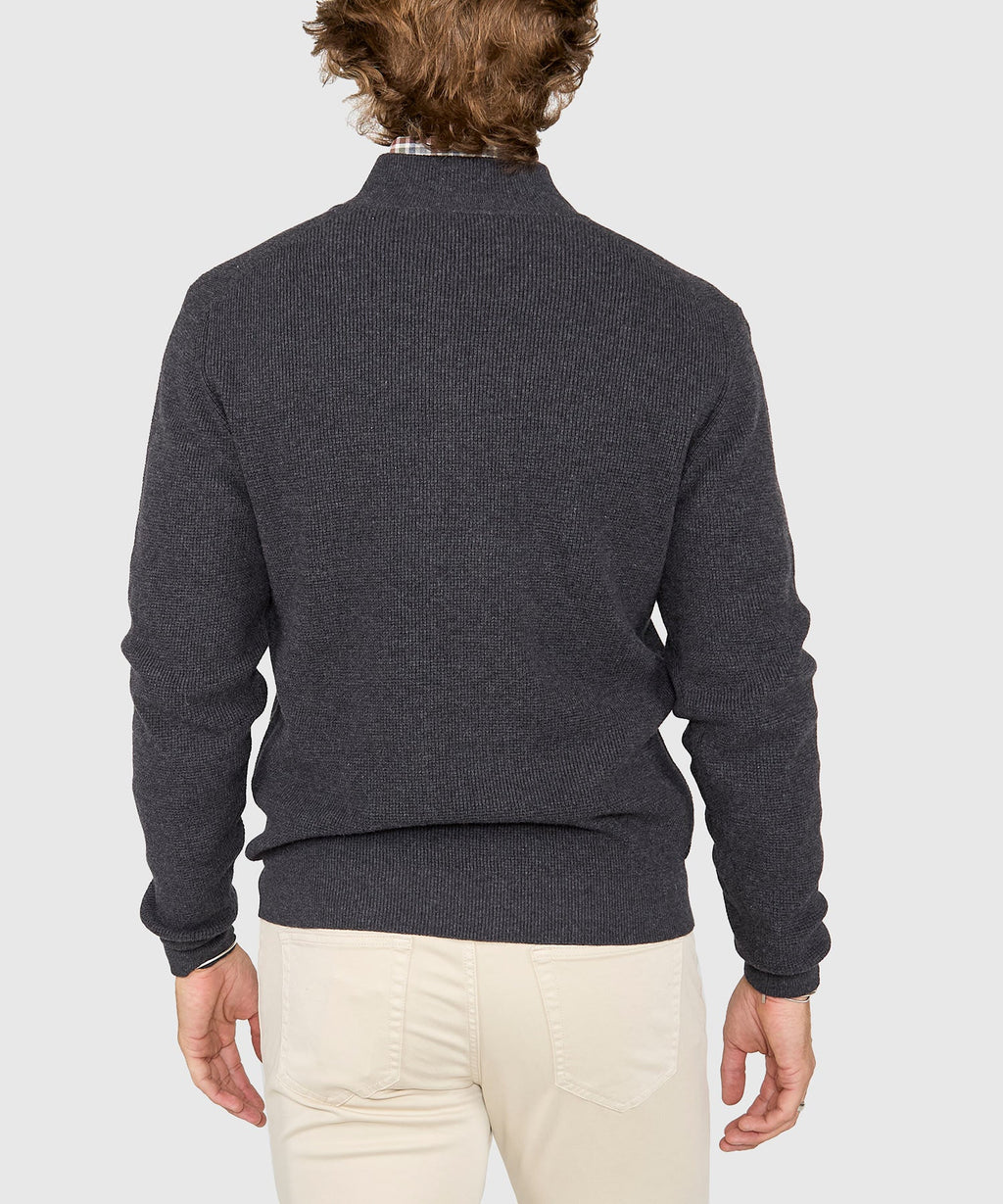 Cotton Cashmere Button Mock Sweater