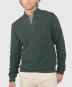 Cotton Cashmere Button Mock Sweater
