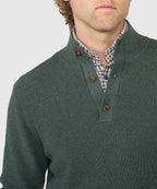 Cotton Cashmere Button Mock Sweater