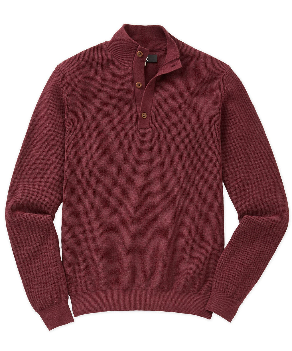Cotton Cashmere Button Mock Sweater