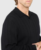 Long Sleeve Merino Wool Johnny Collar Polo
