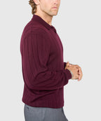 Long Sleeve Merino Wool Johnny Collar Polo