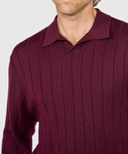 Long Sleeve Merino Wool Johnny Collar Polo