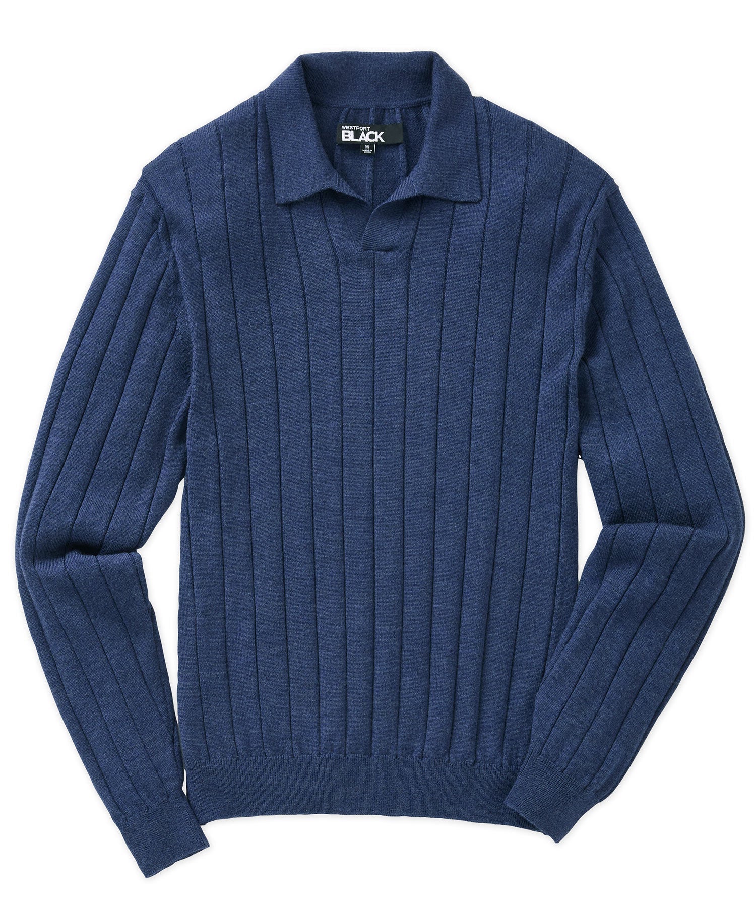 Long Sleeve Merino Wool Johnny Collar Polo