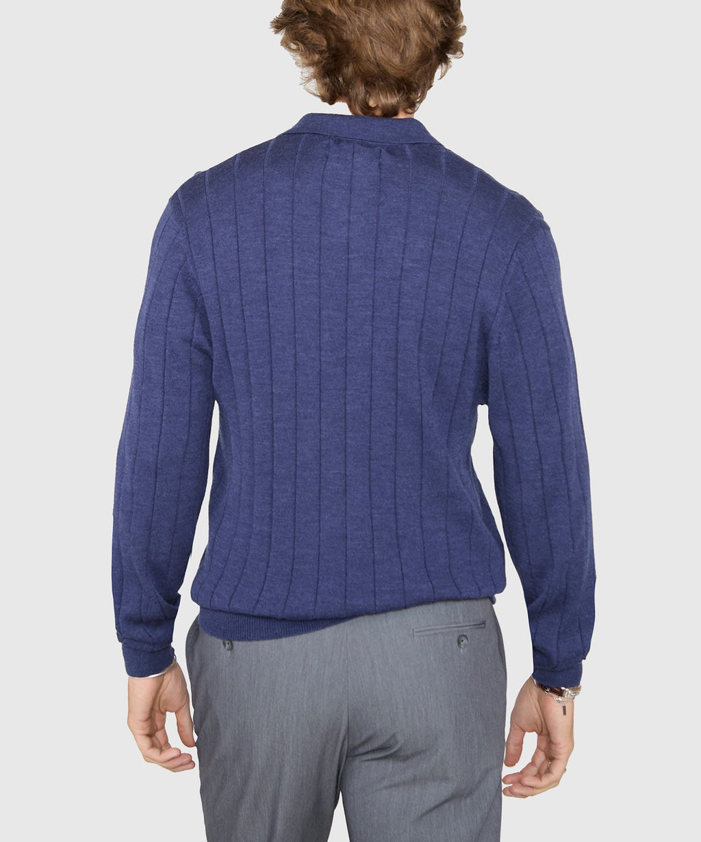 Long Sleeve Merino Wool Johnny Collar Polo