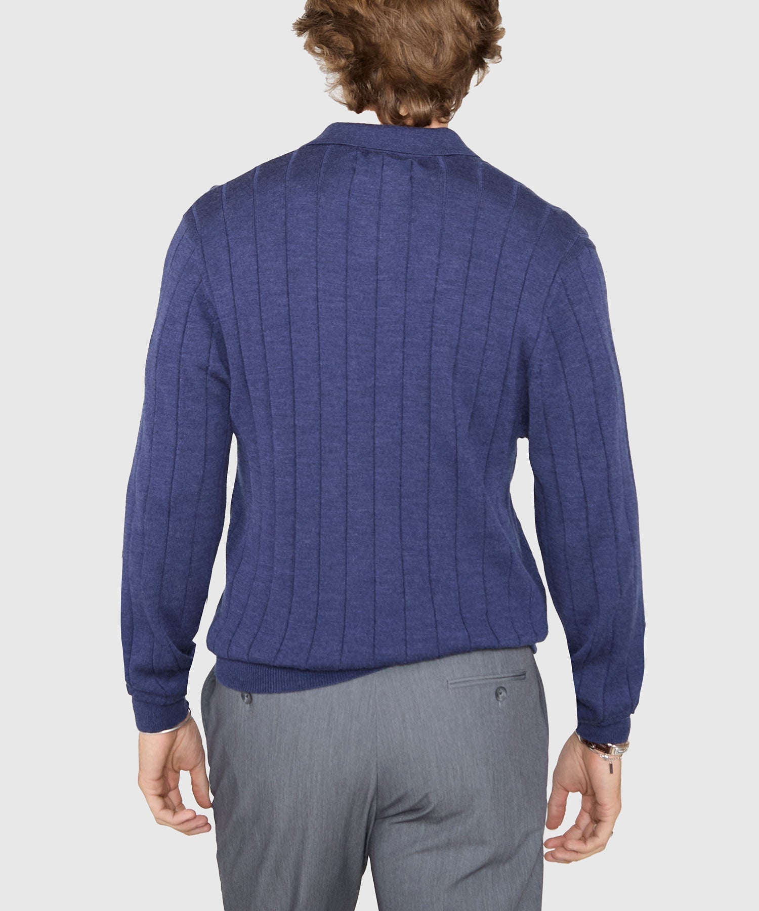 Long Sleeve Merino Wool Johnny Collar Polo