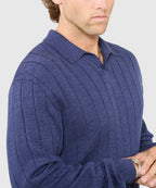 Long Sleeve Merino Wool Johnny Collar Polo