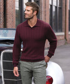 Long Sleeve Merino Wool Johnny Collar Polo