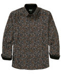 Long Sleeve Hex Print Knit Sport Shirt – Black