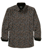 Long Sleeve Hex Print Knit Sport Shirt – Black