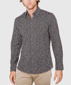 Long Sleeve Hex Print Knit Sport Shirt – Black