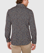 Long Sleeve Hex Print Knit Sport Shirt – Black