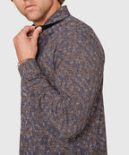 Long Sleeve Hex Print Knit Sport Shirt – Black