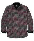 Long Sleeve Petal Print Knit Sport Shirt – Wine