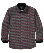 Long Sleeve Petal Print Knit Sport Shirt – Wine