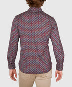 Long Sleeve Petal Print Knit Sport Shirt – Wine