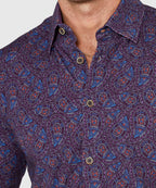 Long Sleeve Paisley Print Knit Sport Shirt – Plum