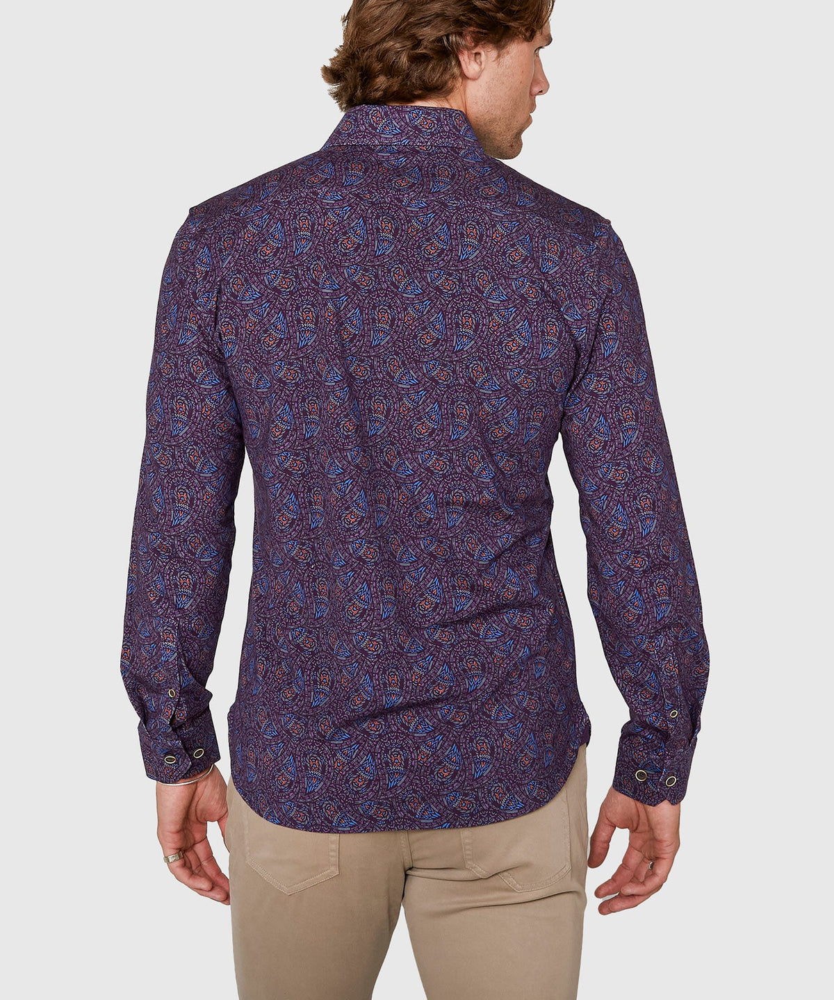 Long Sleeve Paisley Print Knit Sport Shirt – Plum