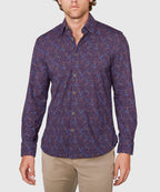 Long Sleeve Paisley Print Knit Sport Shirt – Plum