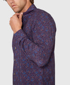Long Sleeve Paisley Print Knit Sport Shirt – Plum