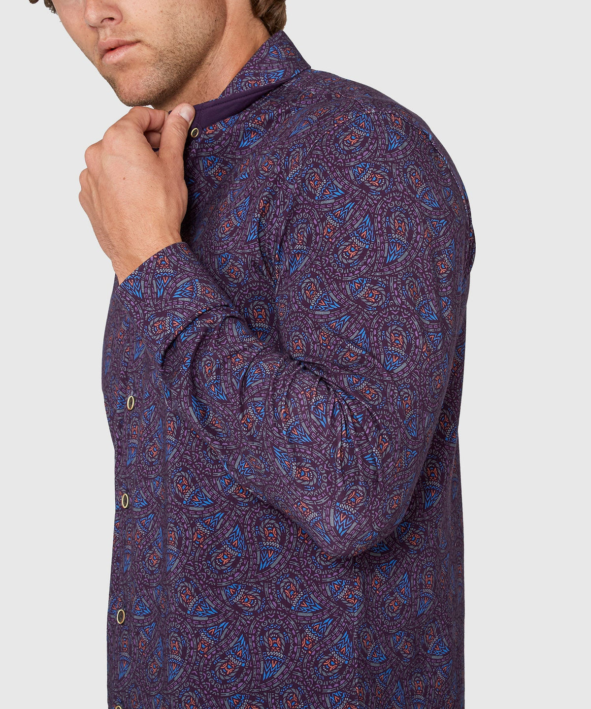 Long Sleeve Paisley Print Knit Sport Shirt – Plum