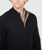 Long Sleeve Cable Knit Button Mock Pullover Sweater