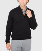 Long Sleeve Cable Knit Button Mock Pullover Sweater