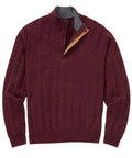 Long Sleeve Cable Knit Button Mock Pullover Sweater