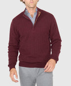 Long Sleeve Cable Knit Button Mock Pullover Sweater