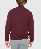Long Sleeve Cable Knit Button Mock Pullover Sweater